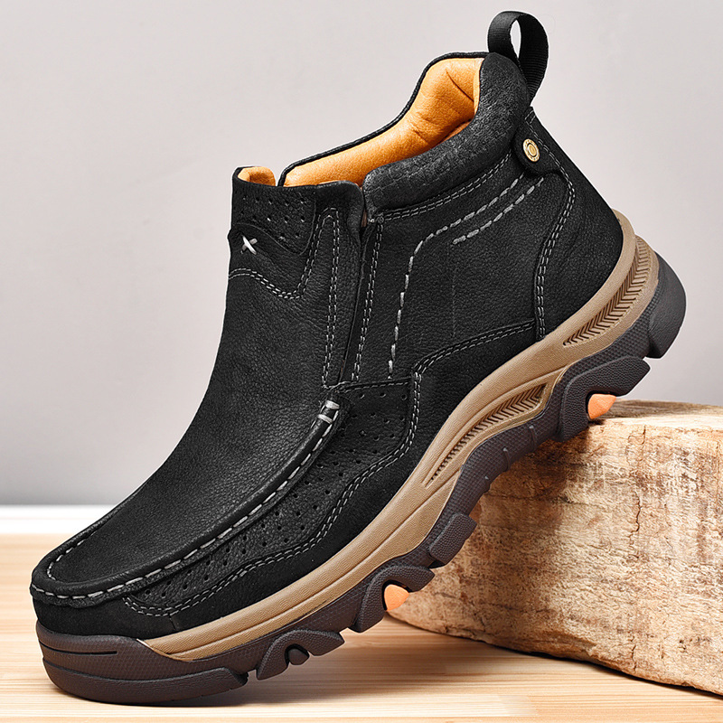 TRAILBORN®Men’s Large-Size Leather Boots – Top-Grain Leather, Thick Sole, Wear-Resistant, Winter Shoes