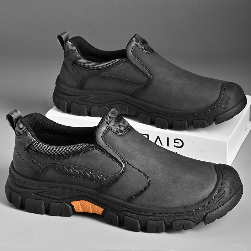 TRAILBORN®Men’s Thick-Sole Wear-Resistant Closed-Toe Outdoor Hiking Work Casual Leather Shoes
