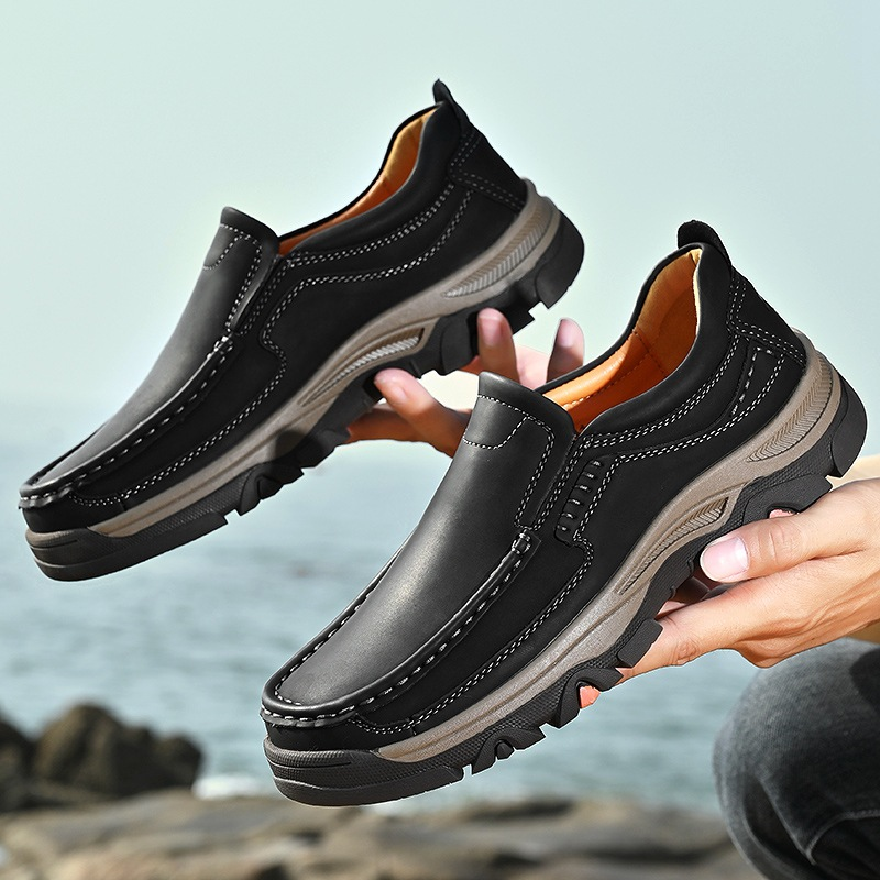 TRAILBORN®Men’s Large-Size Slip-On Leather Loafers – Lightweight Casual Shoes