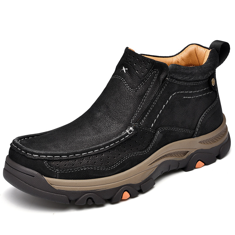 TRAILBORN®Men’s Large-Size Leather Boots – Top-Grain Leather, Thick Sole, Wear-Resistant, Winter Shoes