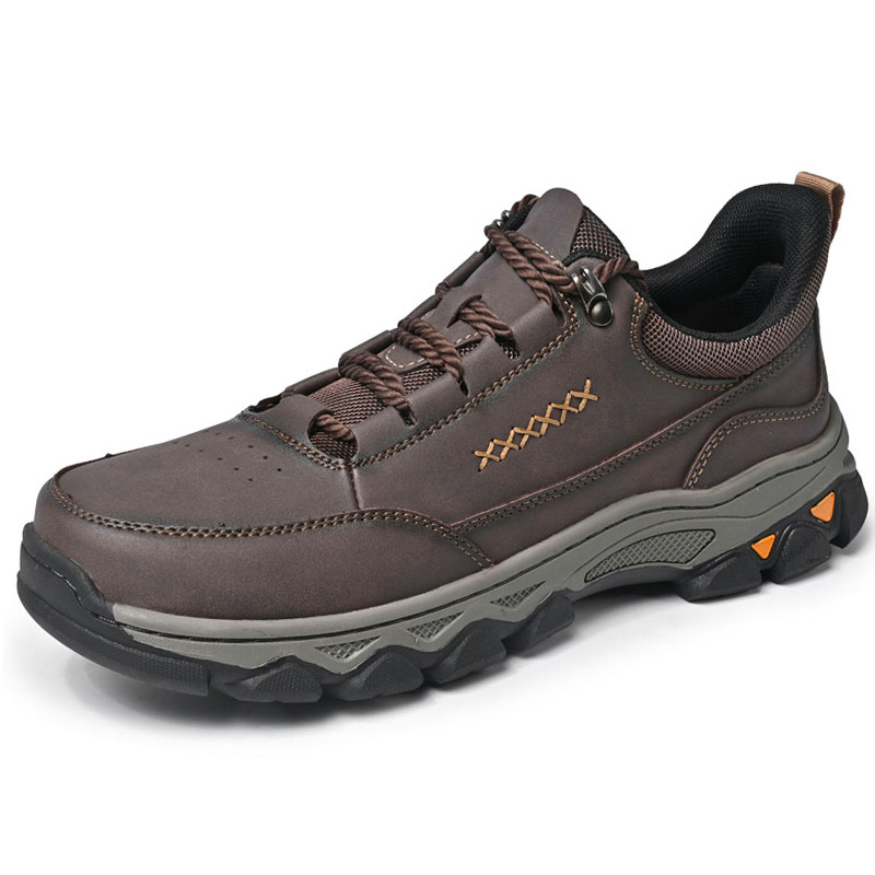TRAILBORN®New Men’s Quick Slip-On Lace-Up Leather Shoes – Outdoor Hiking, Wear-Resistant Sport Casual Shoes