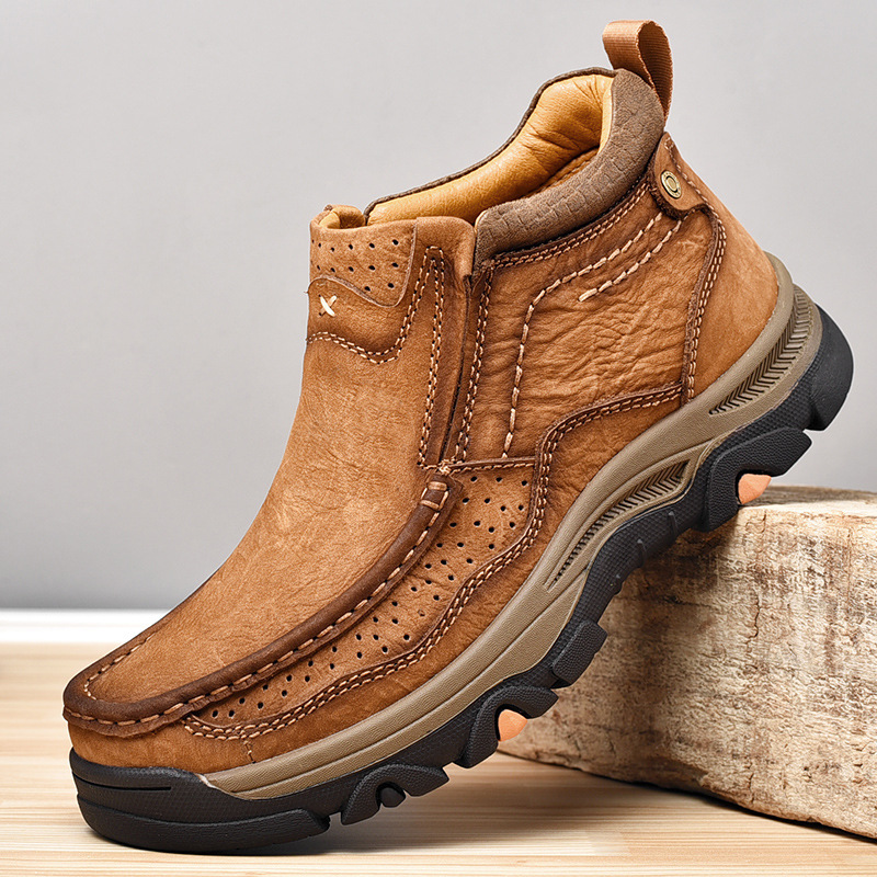 TRAILBORN®Men’s Large-Size Leather Boots – Top-Grain Leather, Thick Sole, Wear-Resistant, Winter Shoes