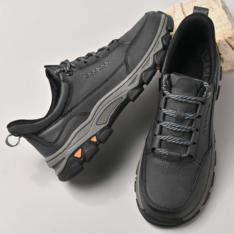 TRAILBORN®New Men’s Quick Slip-On Lace-Up Leather Shoes – Outdoor Hiking, Wear-Resistant Sport Casual Shoes