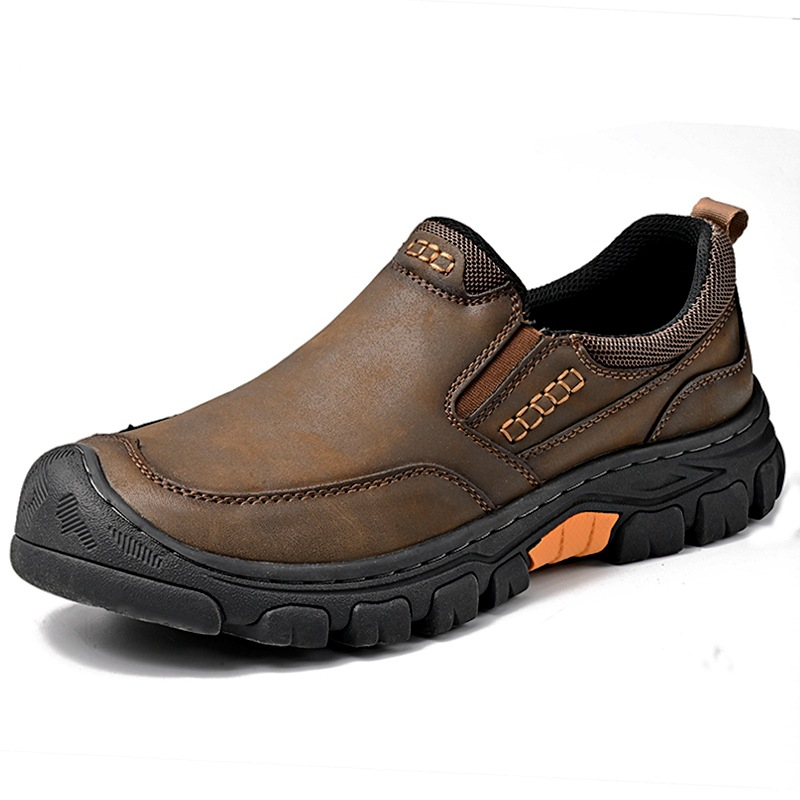 TRAILBORN®Men’s PU Leather Outdoor Hiking Shoes – Rubber Thick Sole, Wear-Resistant, Non-Slip Casual Shoes