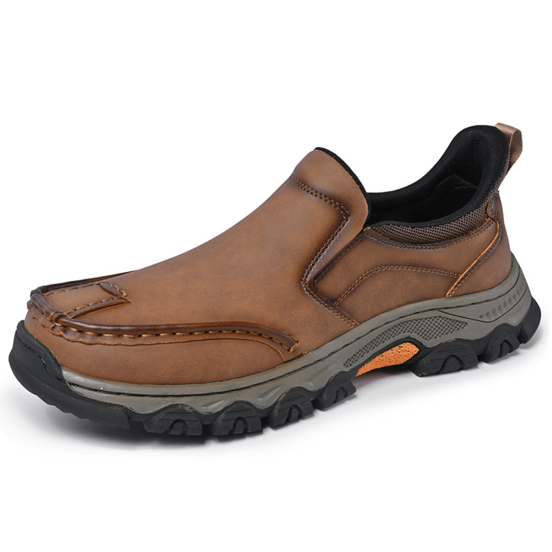 TRAILBORN®Men's Lightweight Casual Leather Shoes with Handcrafted Stitching, Non-Slip & Wear-Resistant