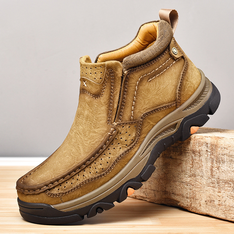 TRAILBORN®Men’s Large-Size Leather Boots – Top-Grain Leather, Thick Sole, Wear-Resistant, Winter Shoes