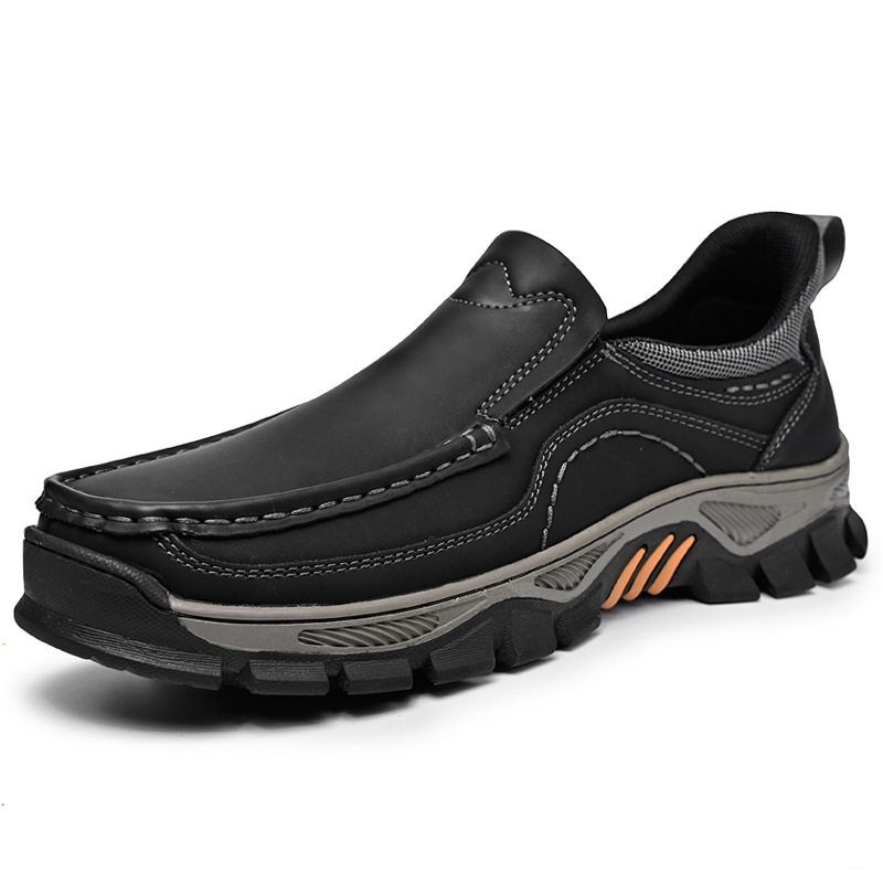 TRAILBORN®Men’s Slip-On Leather Shoes – Thick Sole, Wear-Resistant, Lightweight Loafers