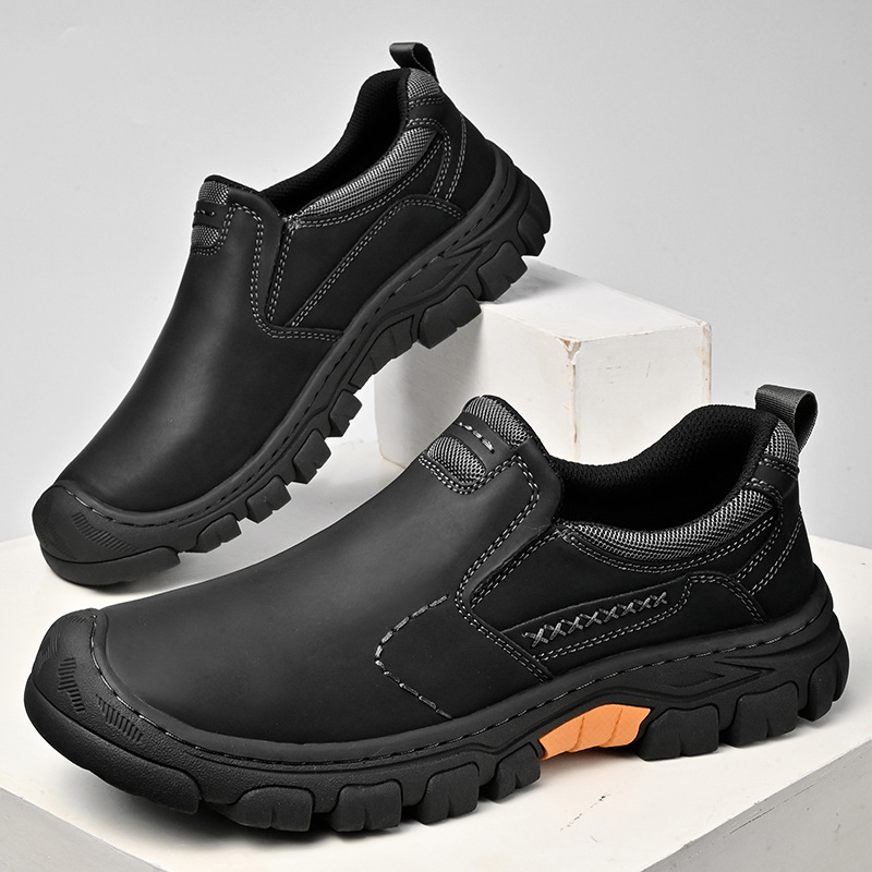 TRAILBORN®Men’s Thick-Sole Wear-Resistant Closed-Toe Outdoor Hiking Work Casual Leather Shoes
