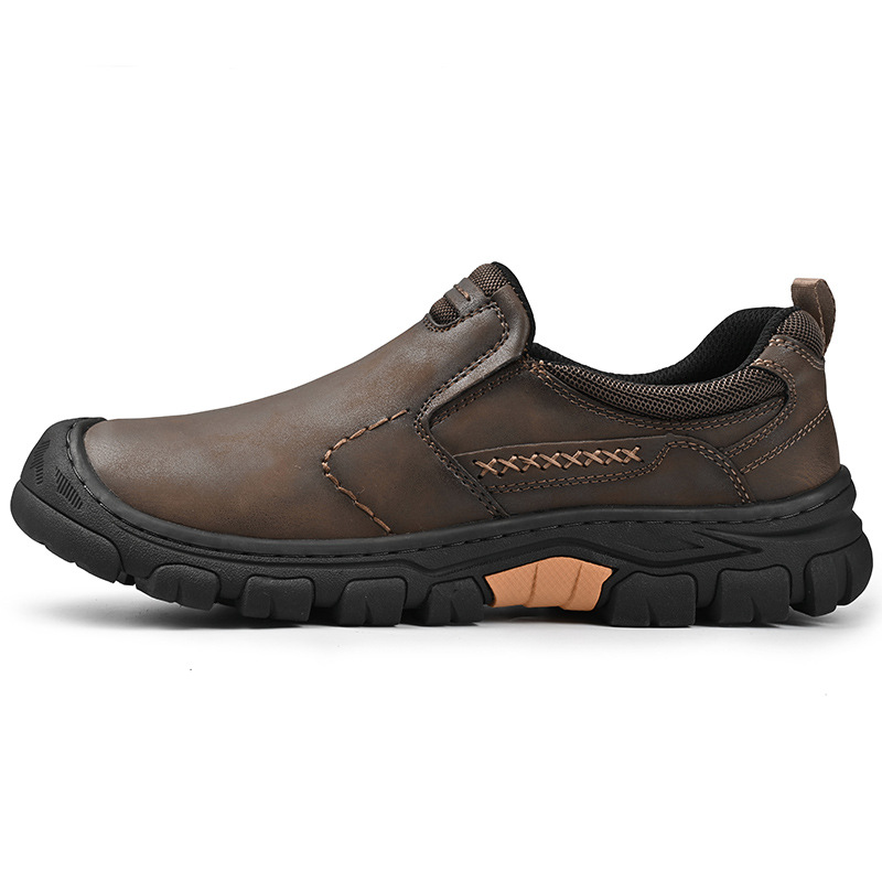 TRAILBORN®Men’s Thick-Sole Wear-Resistant Closed-Toe Outdoor Hiking Work Casual Leather Shoes