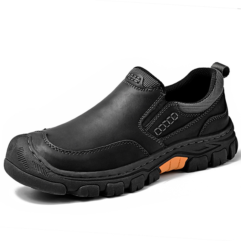 TRAILBORN®Men’s PU Leather Outdoor Hiking Shoes – Rubber Thick Sole, Wear-Resistant, Non-Slip Casual Shoes