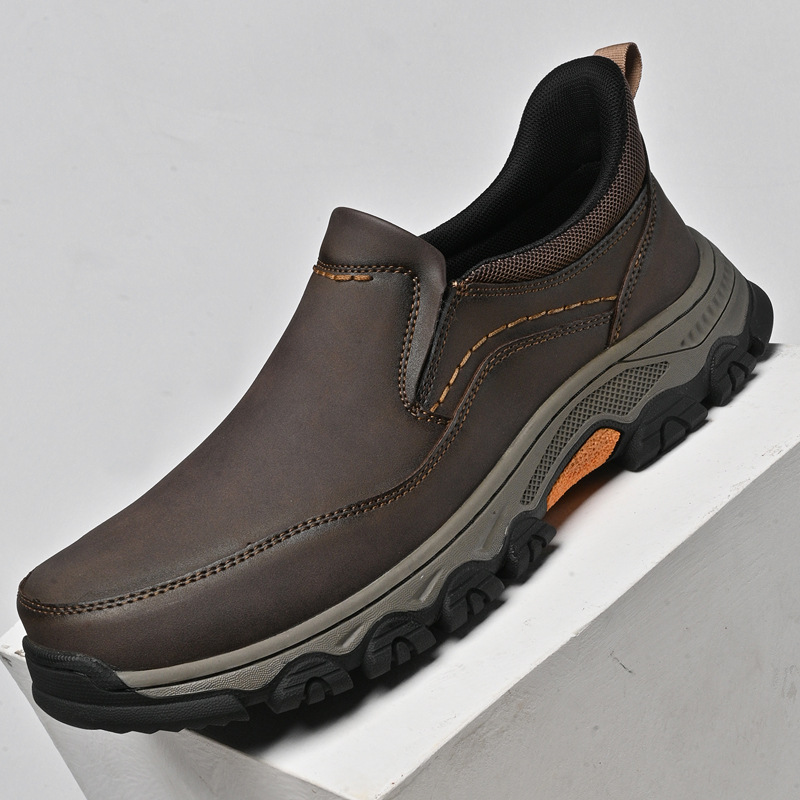 TRAILBORN®New Slip-On Loafers, Outdoor Hiking Thick-Soled Durable Casual Men's Leather Shoes