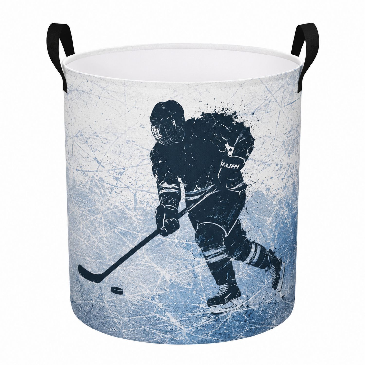 Cesta de Almacenamiento Redonda con Diseño de Hockey Azul