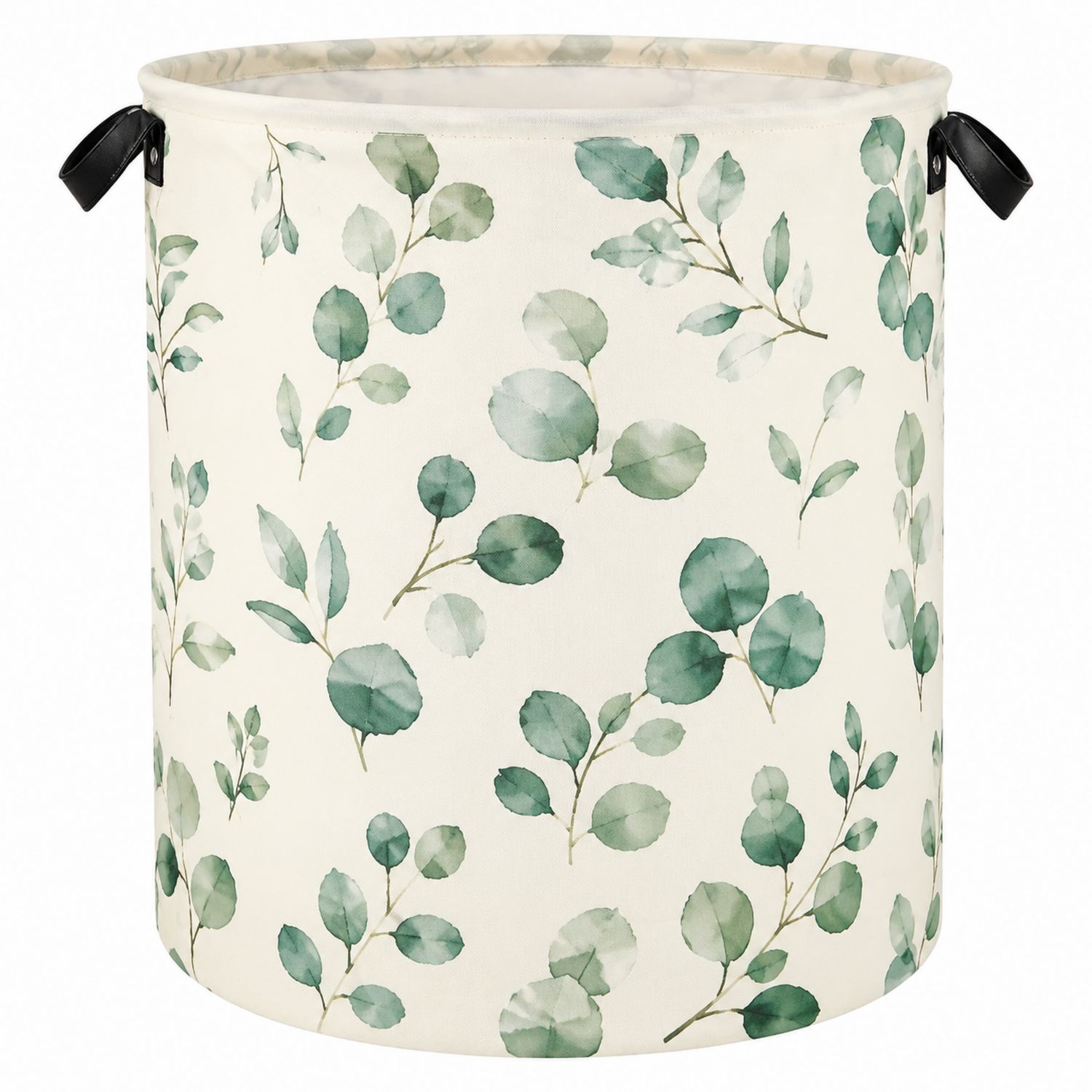Cesto de Ropa Plegable con Estampado de Hojas Verdes 50L