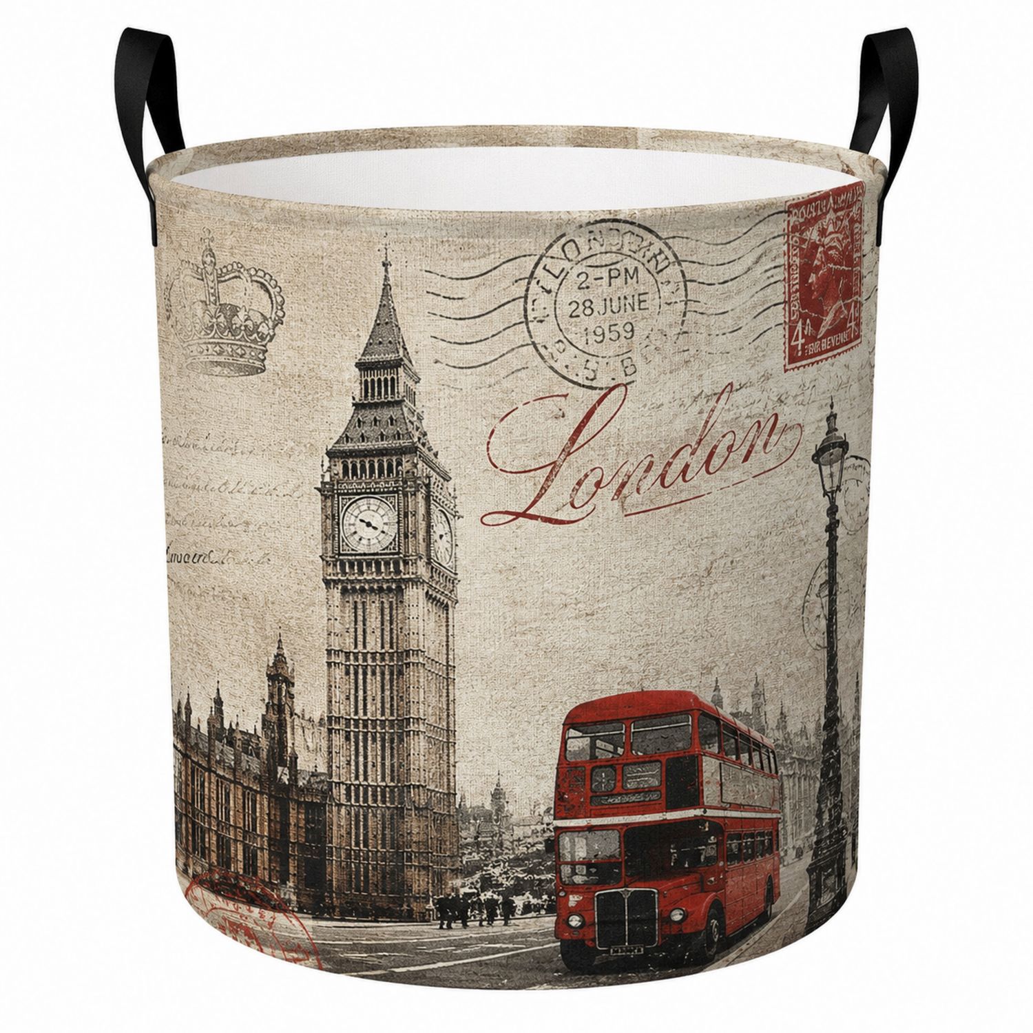 Cesto de Ropa Redondo Londres 50L, Vintage