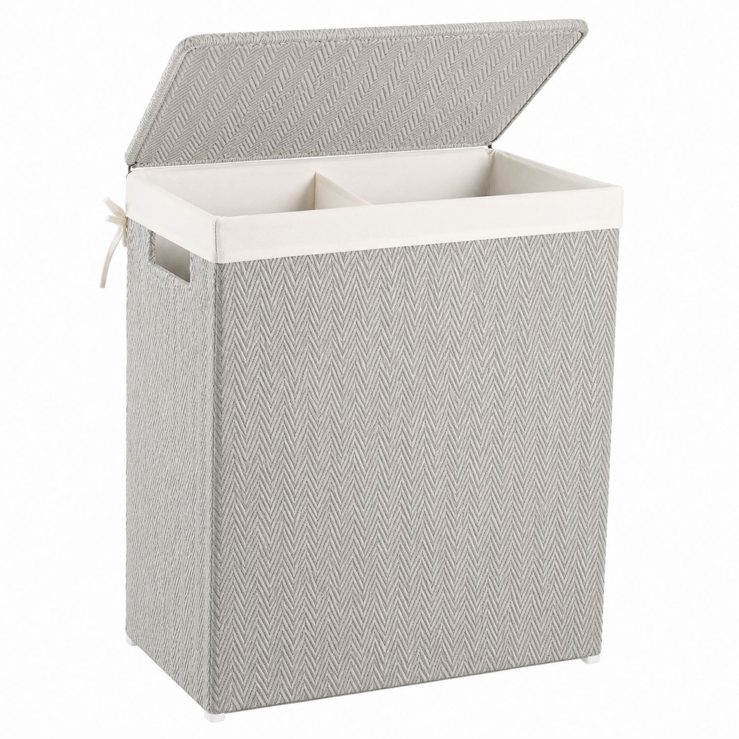 Cesta de Ropa Plegable Gris con Tapa y Compartimentos Internos