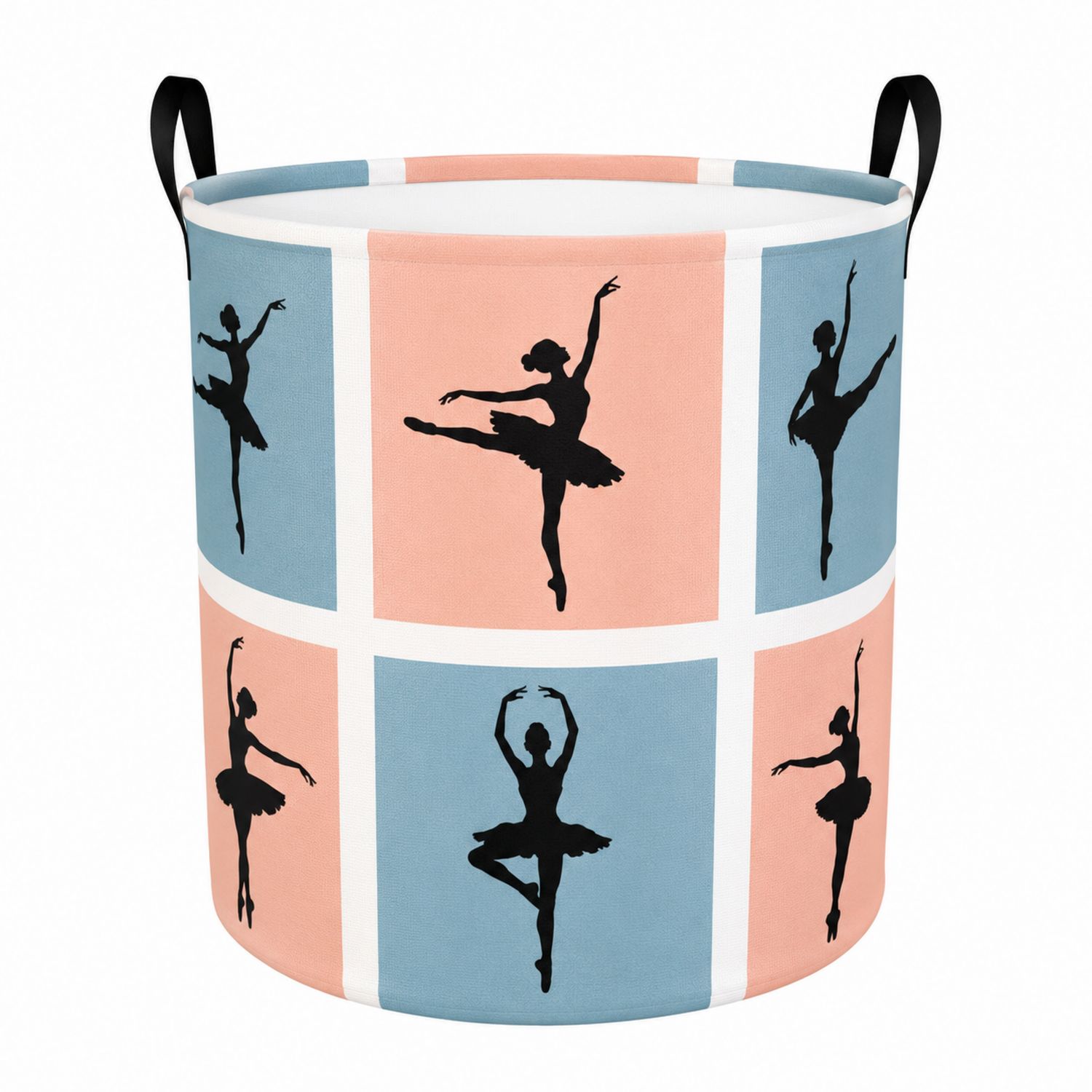 Cesto de Almacenamiento Bicolor con Diseño de Bailarinas - Rosa y Azul