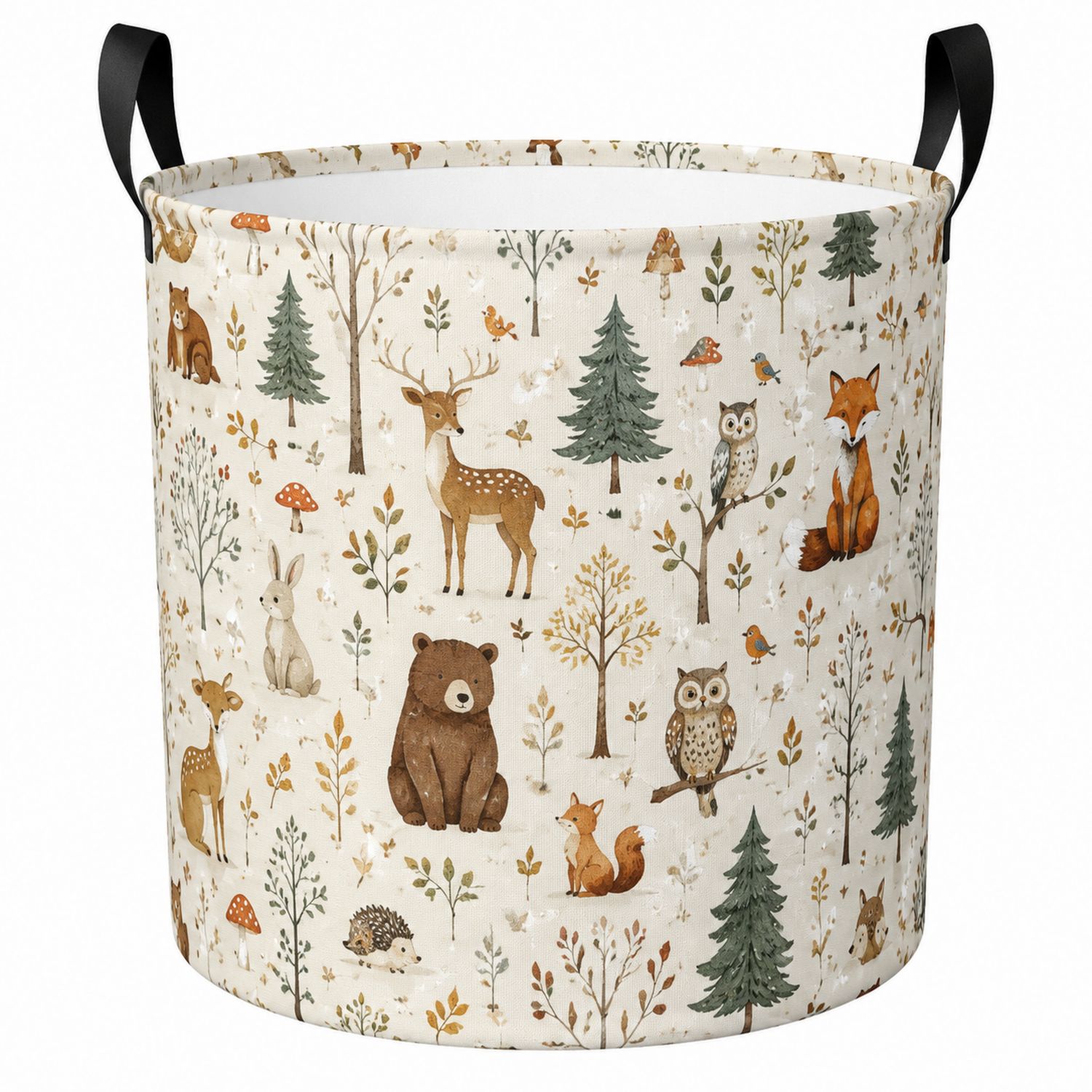 Cesta de Almacenamiento Infantil Animales del Bosque 40L Beige