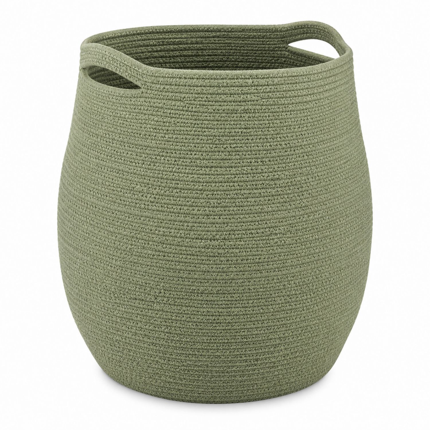 Cesta de Almacenamiento Redonda Verde con Asas