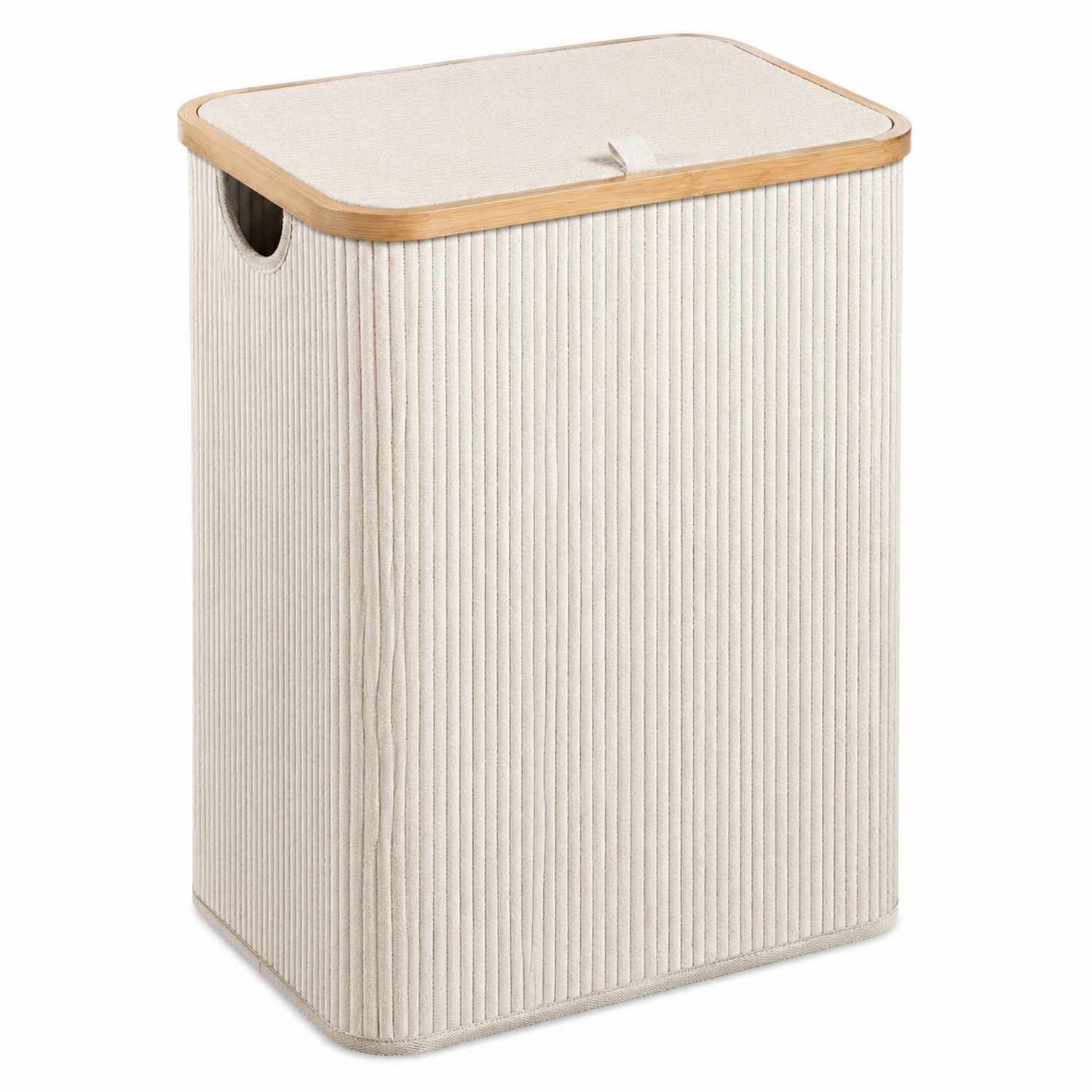 Cesto de Ropa Beige con Tapa Extraíble y Gran Capacidad