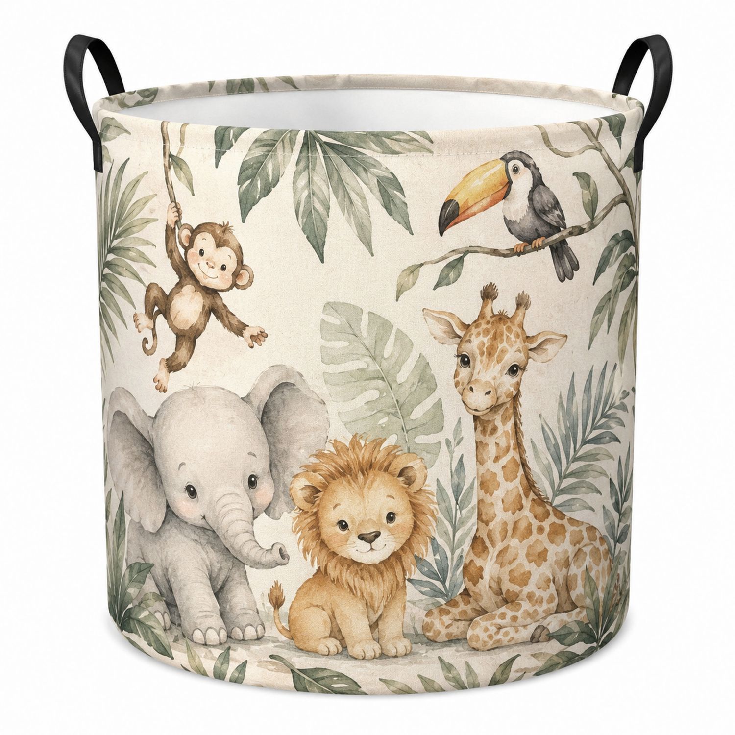 Cesta de Almacenaje Infantil con Animales de la Selva - Multicolor