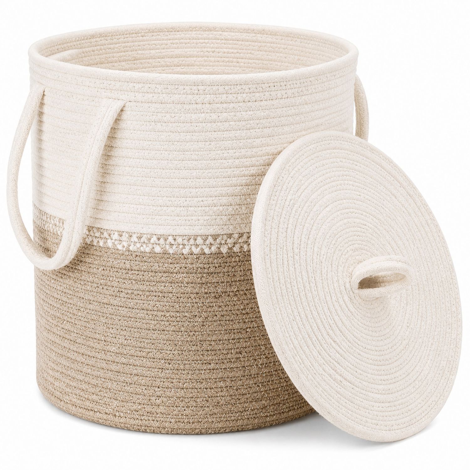 Cesta de Almacenamiento Beige con Tapa 35x40 cm