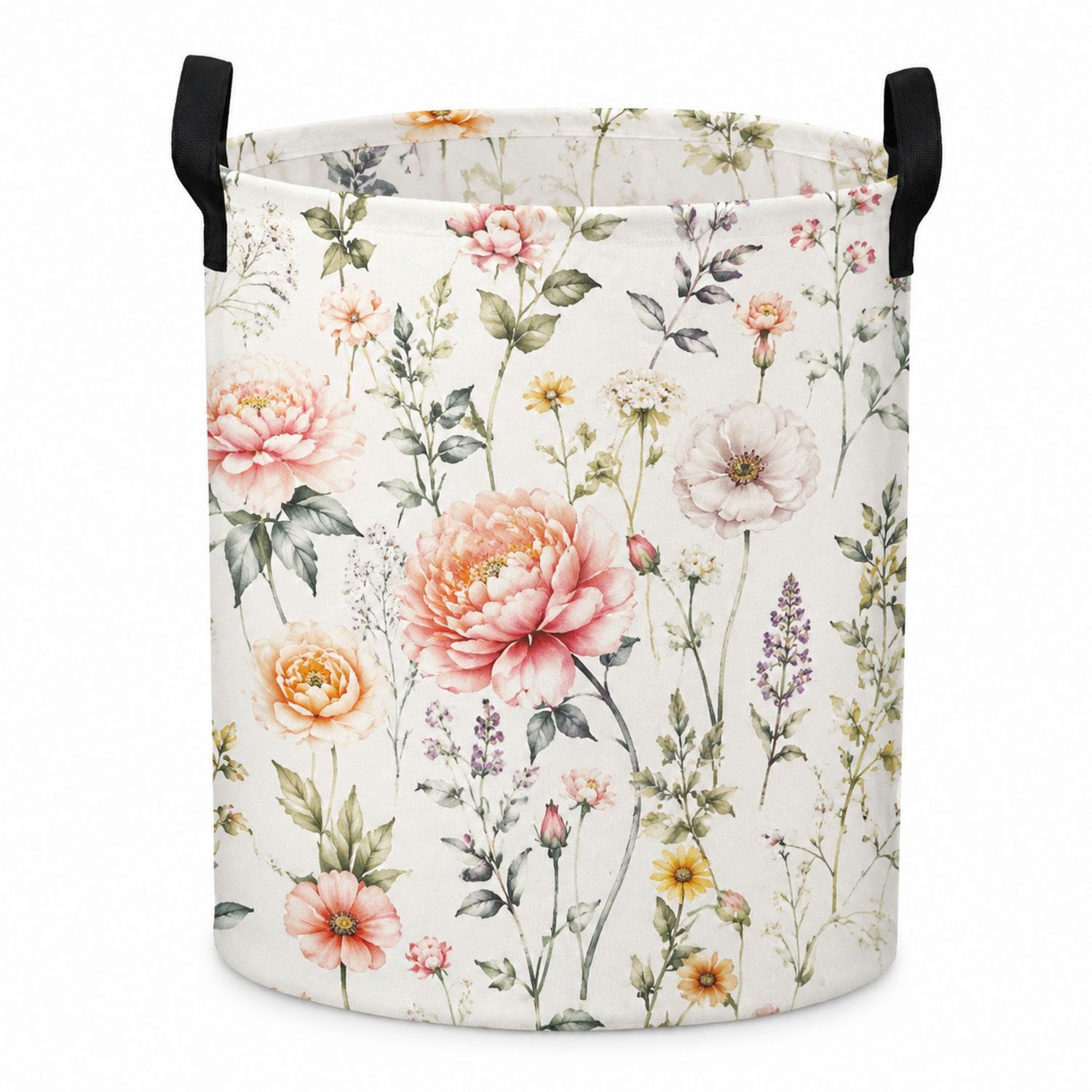 Cesta de Almacenamiento Cilíndrica Floral Multicolor