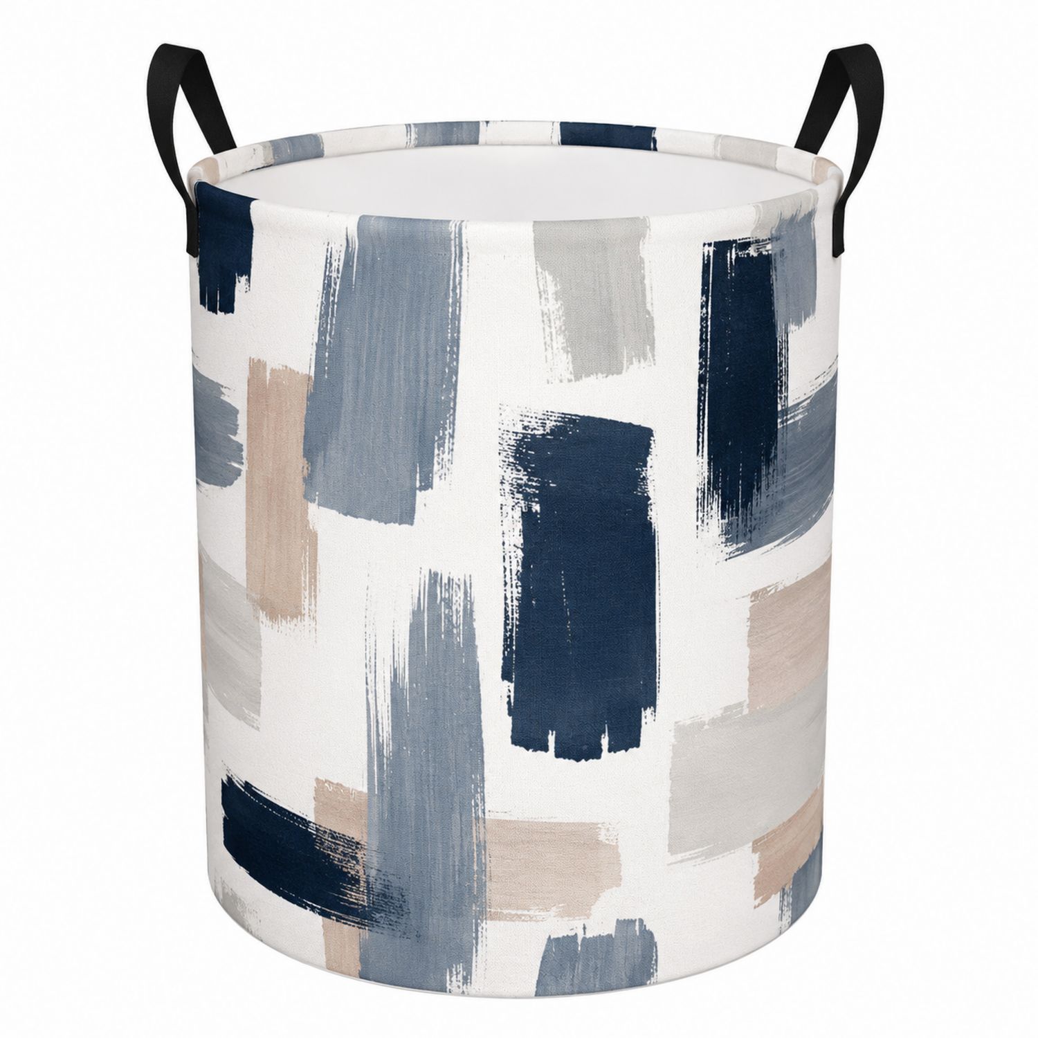 Cesta de Almacenamiento Cilíndrica Azul y Gris con Asas