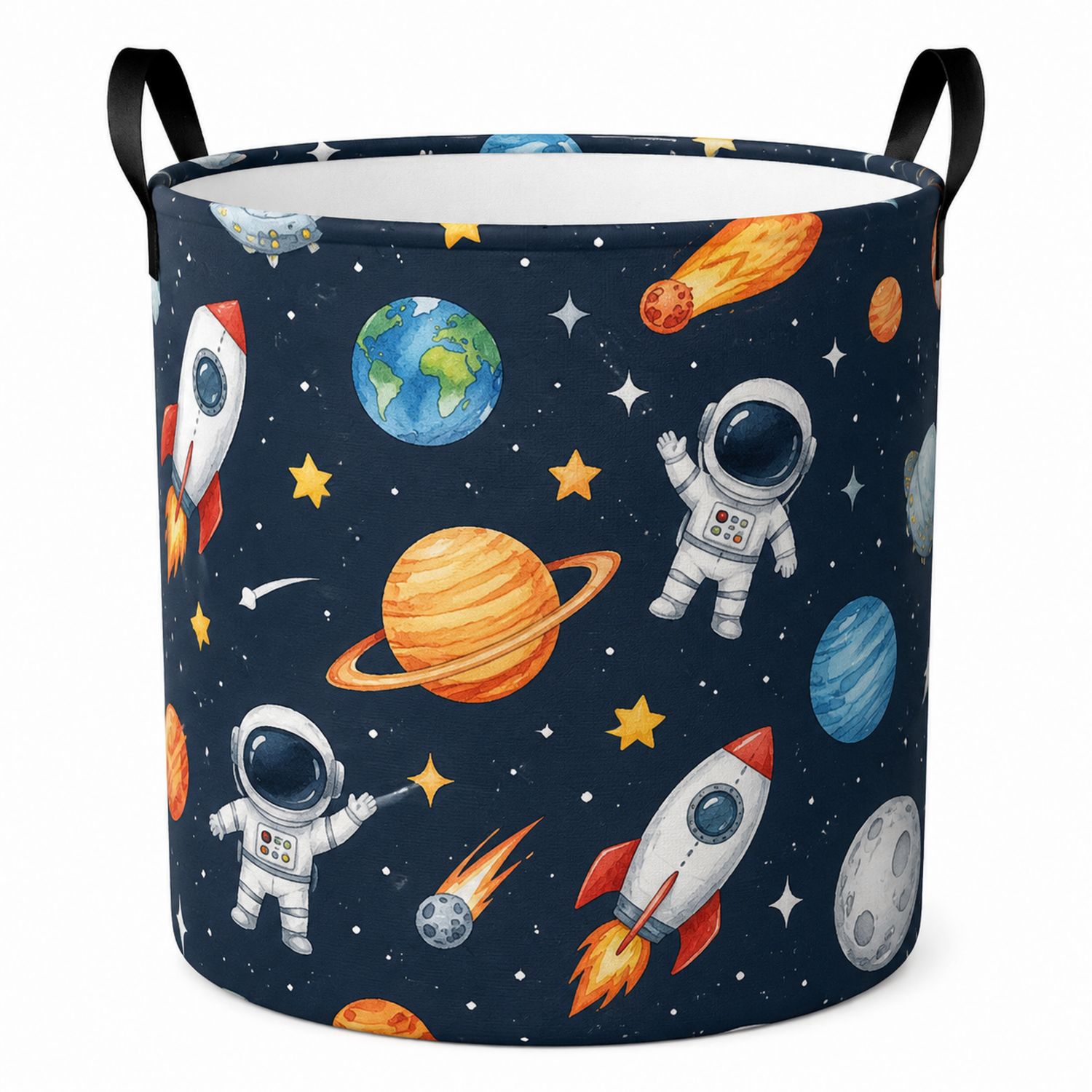 Cesto de Almacenamiento Infantil Espacial Multicolor con Asa Doble