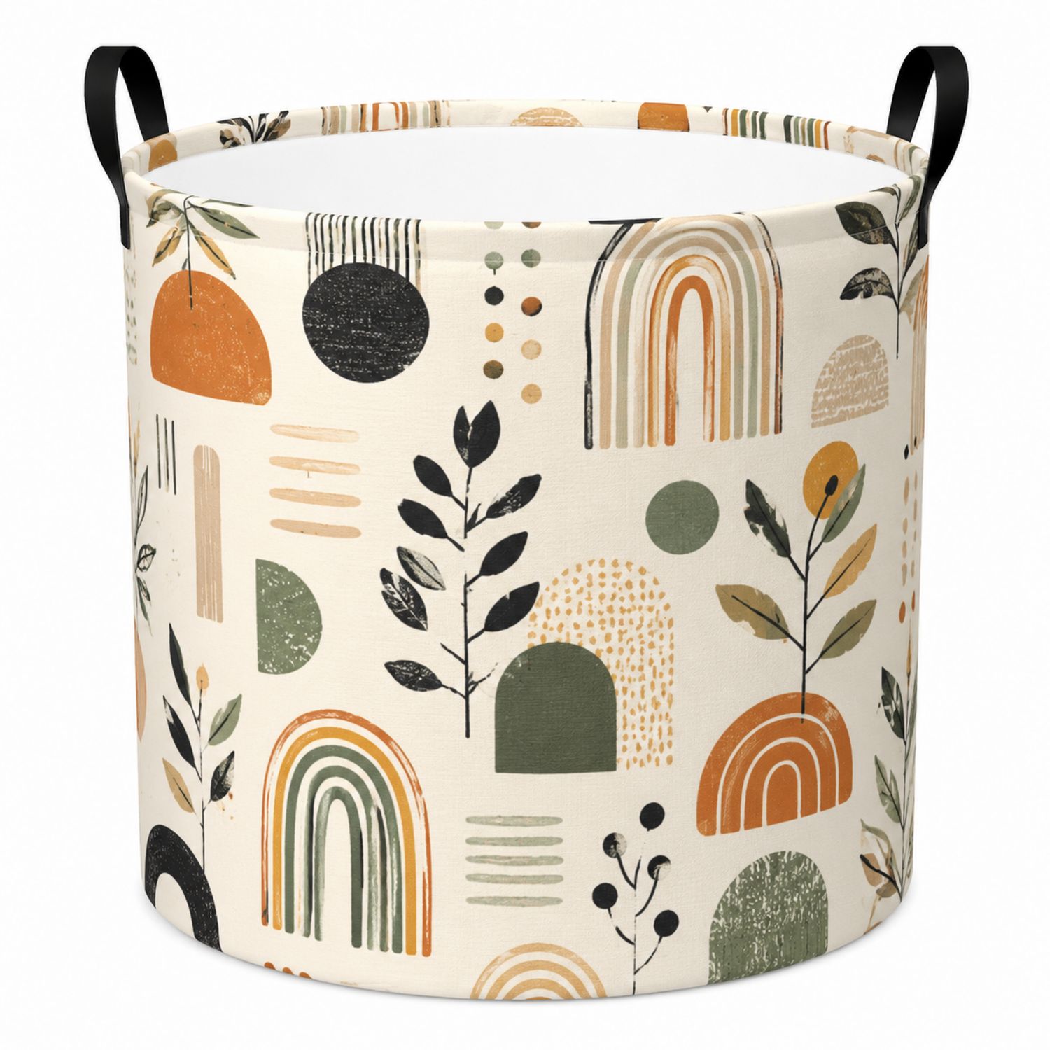 Cesta de Almacenamiento Redonda Estampada 30L Crema/Multi