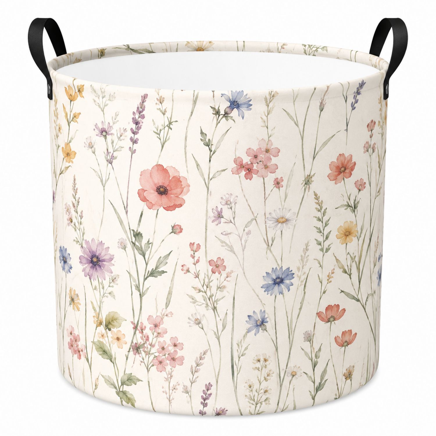 Cesto de Almacenaje Redondo con Estampado Floral Multicolor