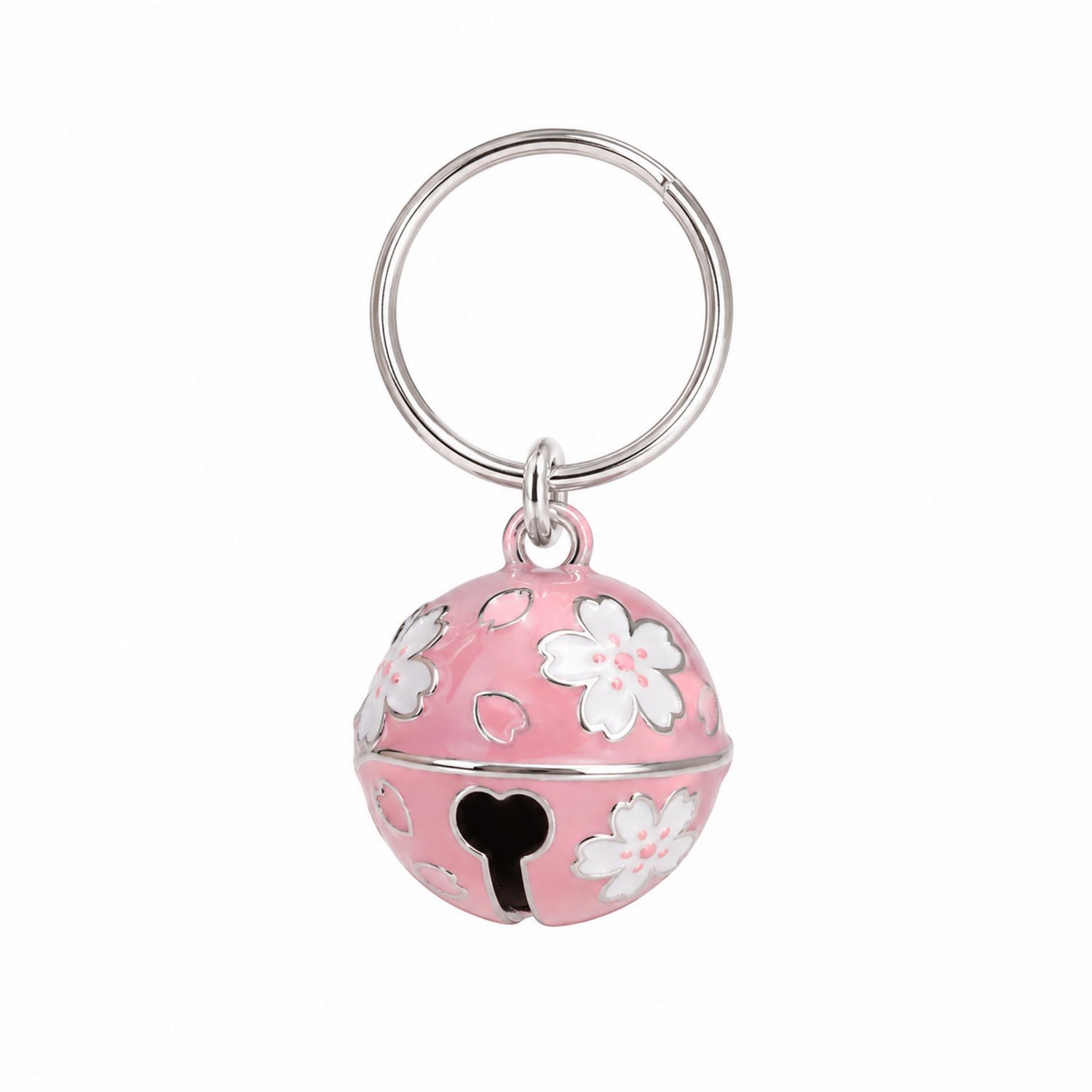 Porte-clés cloche en fleurs de cerisier rose