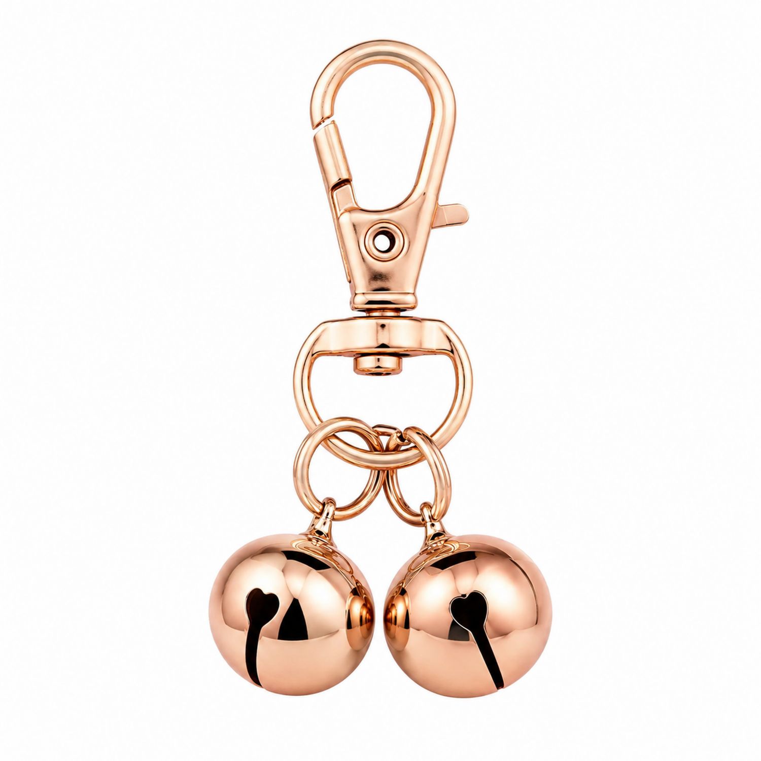 Pendentif Clochette Double Rose Doré pour Animaux avec Mousqueton