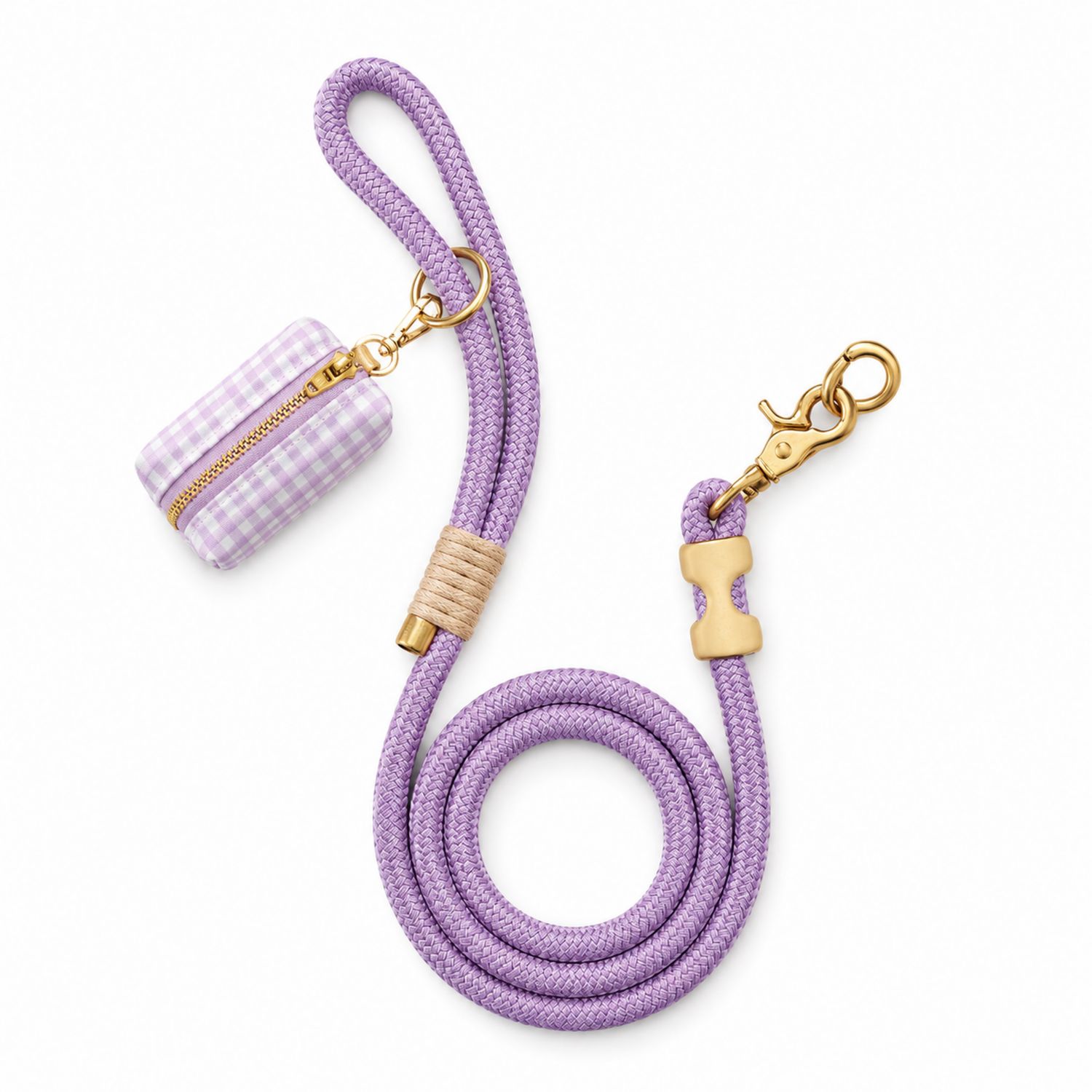 Laisse pour chien lavande avec pochette intégrée