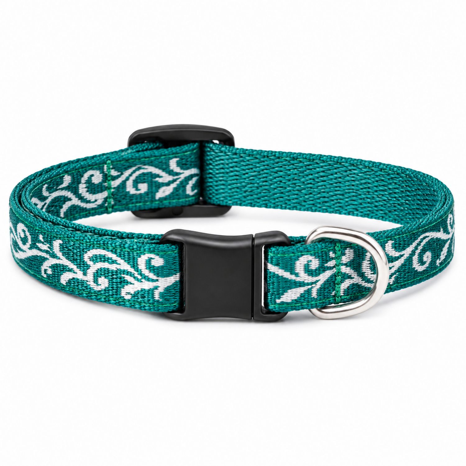 Collier ajustable pour chien avec motif vert et blanc