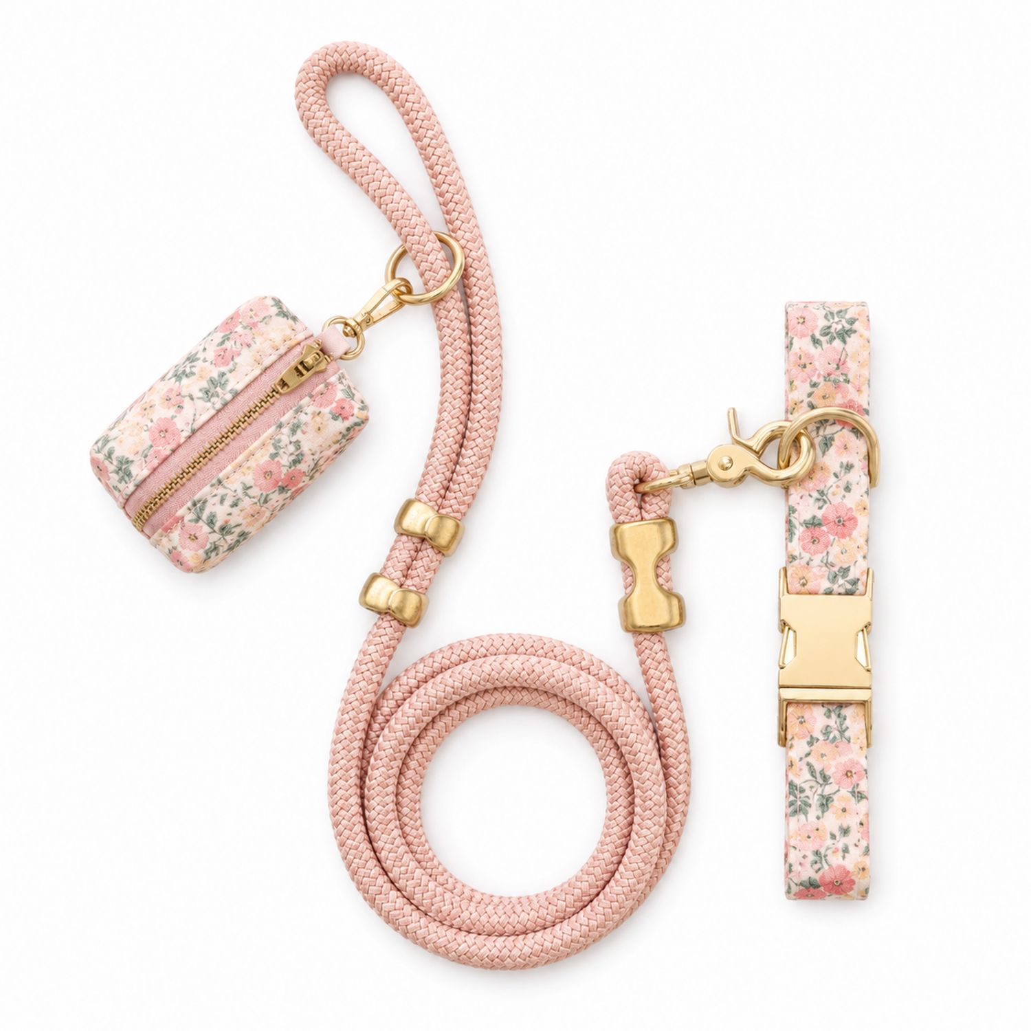 Ensemble de promenade pour animaux motif floral rose