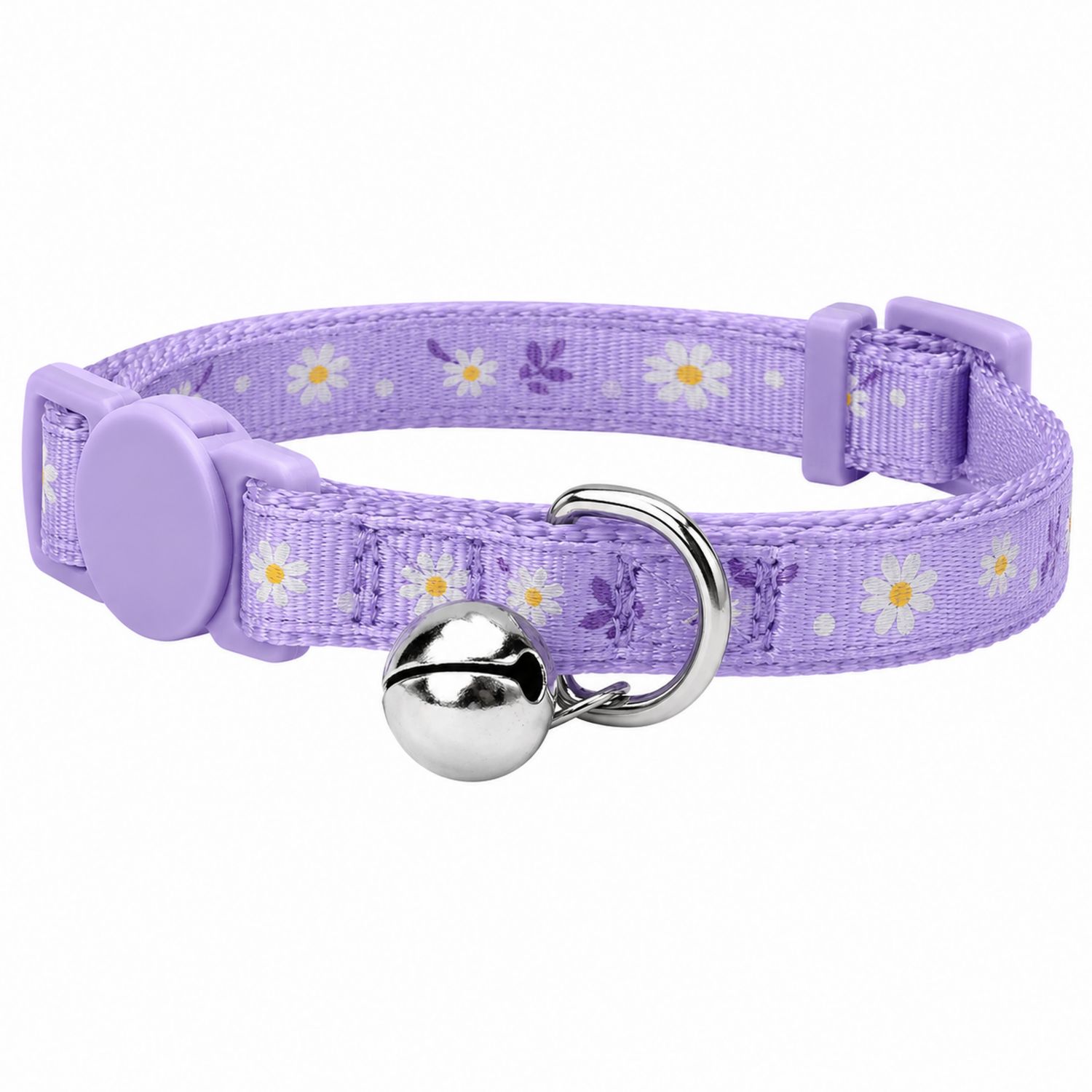 Collier pour Chat avec Clochette et Motifs Floraux - Lavande
