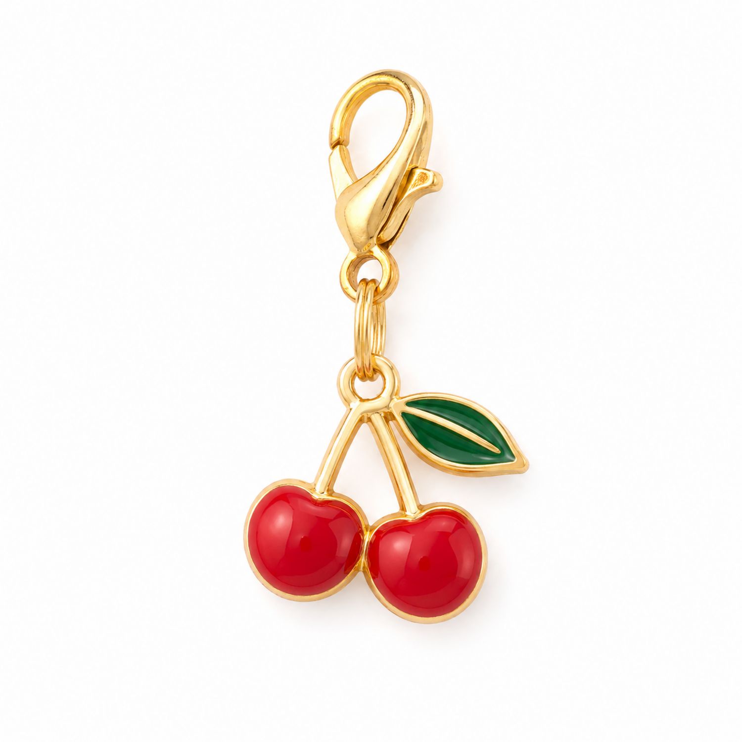 Pendentif Cerise avec Émail Rouge et Vert