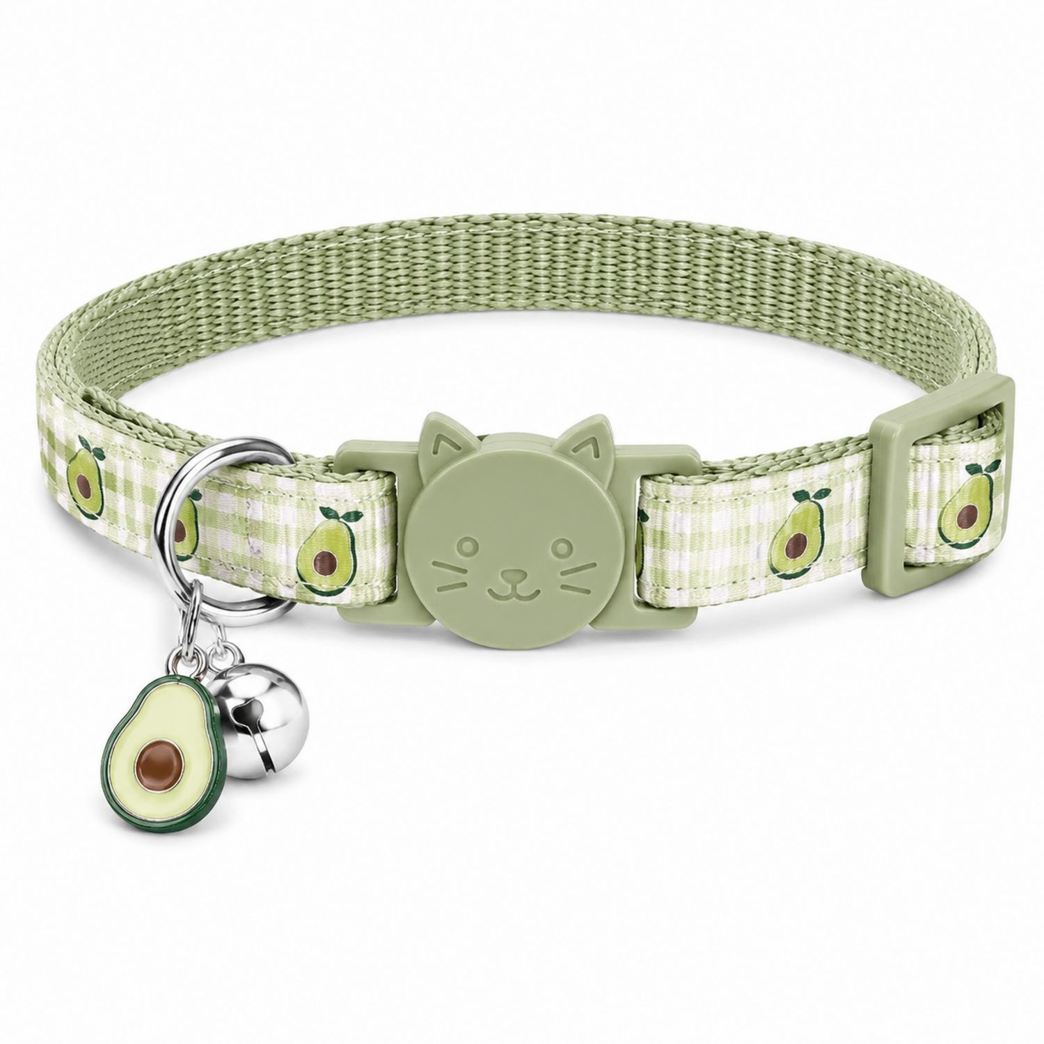 Collier pour Chat Motif Avocat avec Clochette Vert