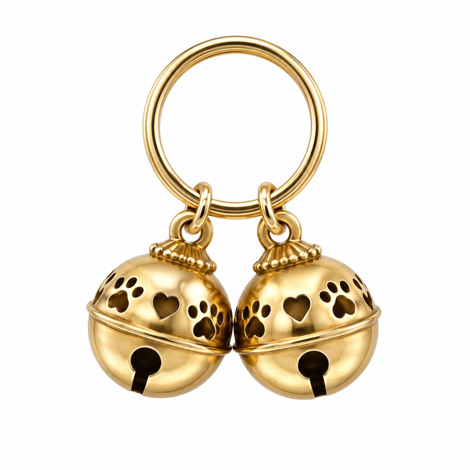 Clochettes Dorées pour Animaux avec Motifs de Coeurs et Pattes