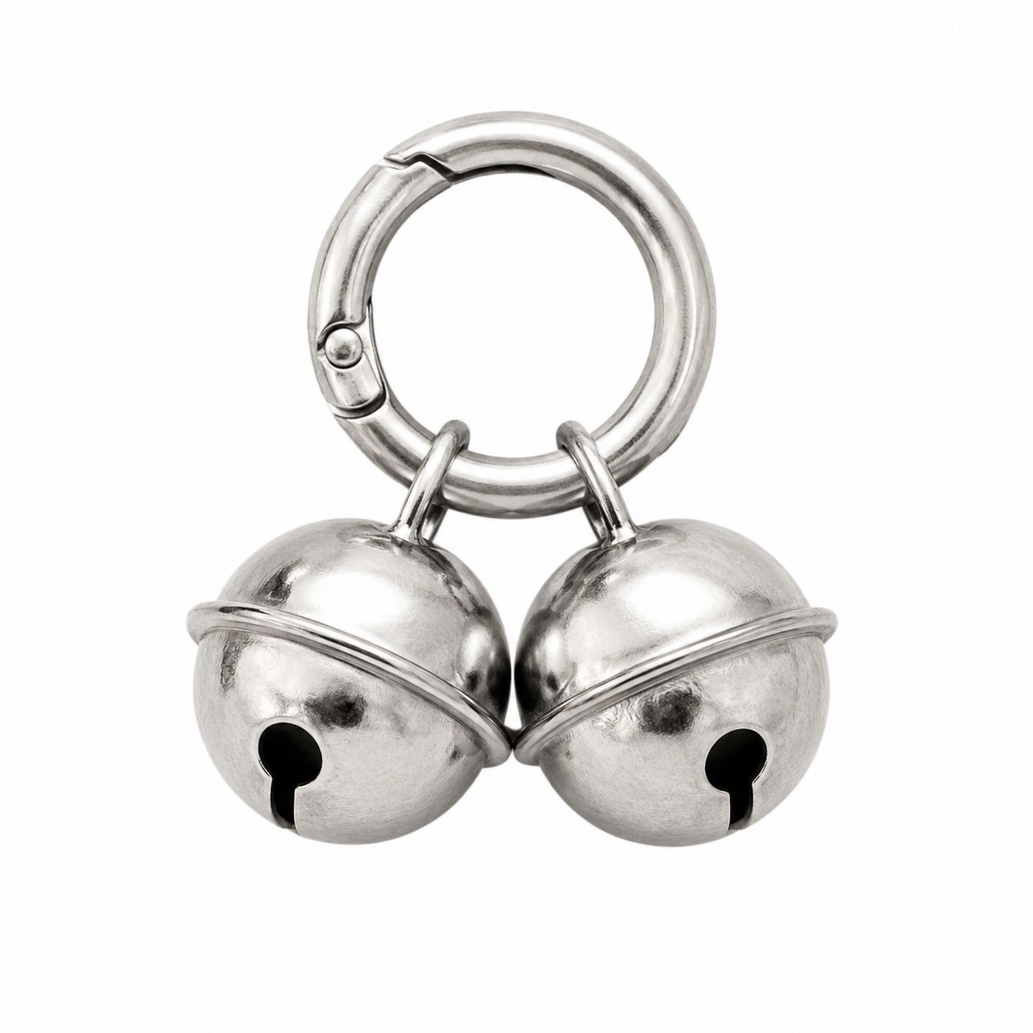 Clochette Double Argentée pour Animaux avec Anneau