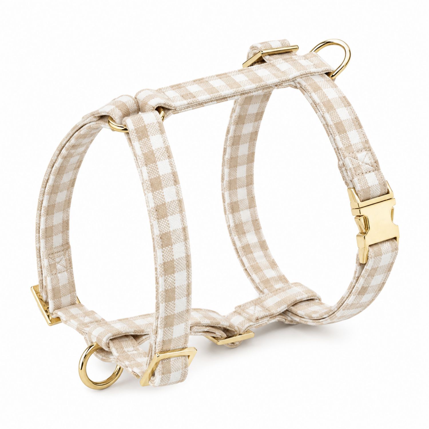 Harnais pour chiens à carreaux beige et blanc réglable