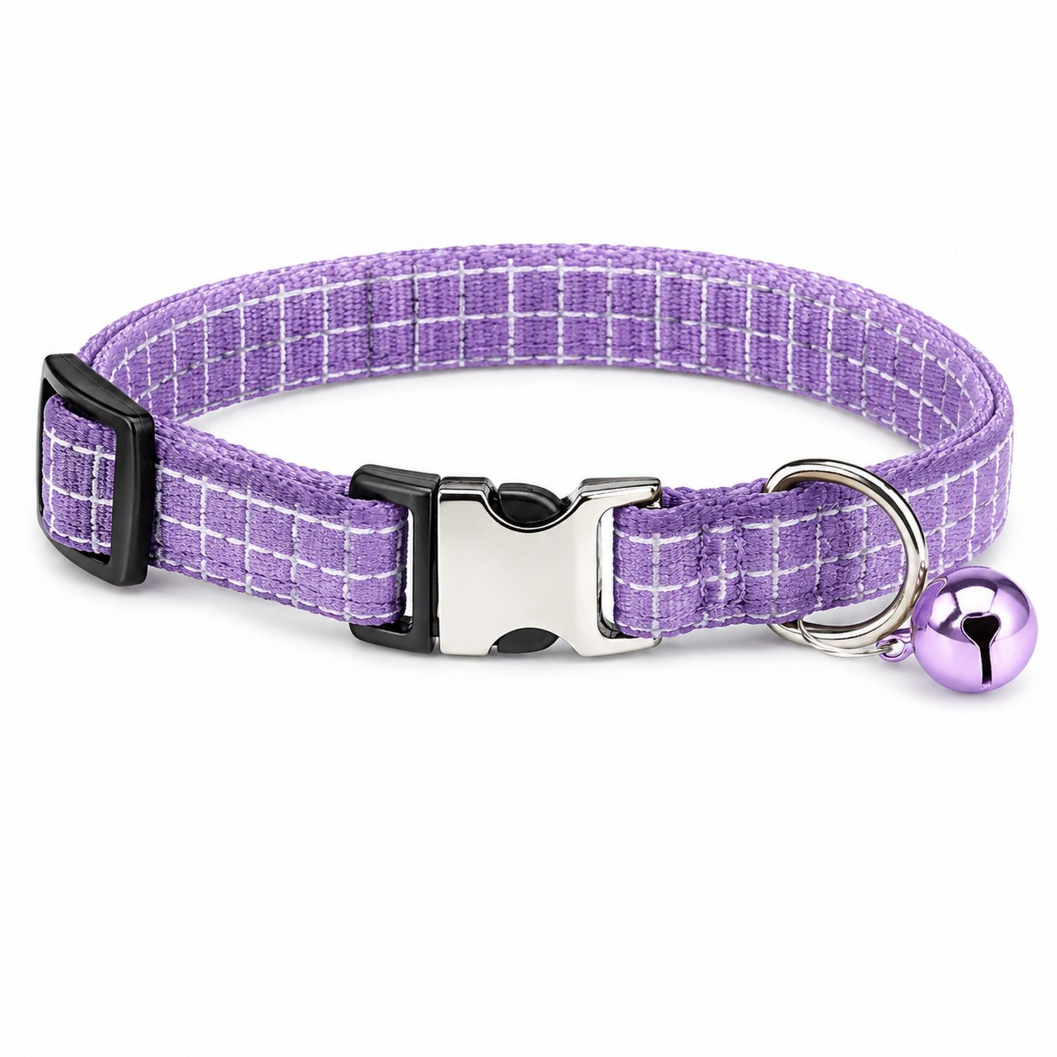 Collier pour chat violet réglable avec clochette