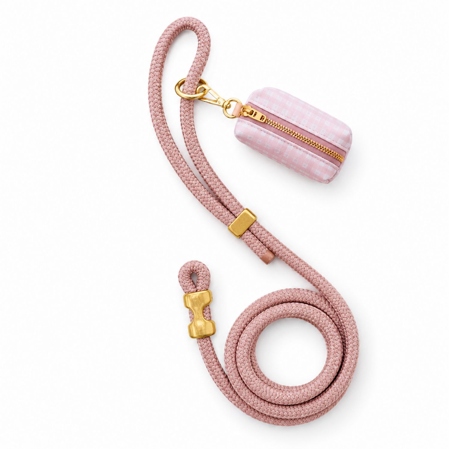 Laisse pour chien avec pochette rose, 150 cm