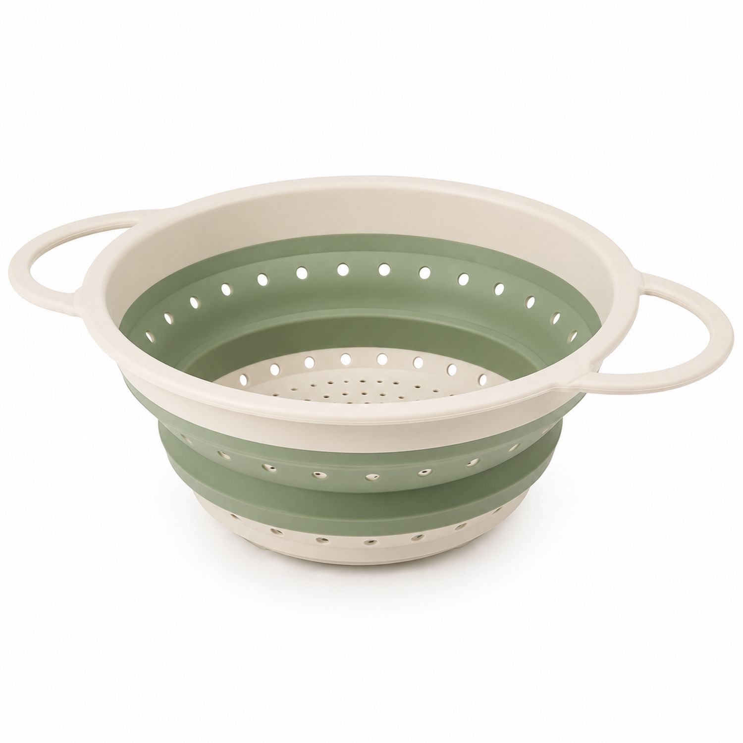 Scolapasta Pieghevole Verde e Bianco con Manici