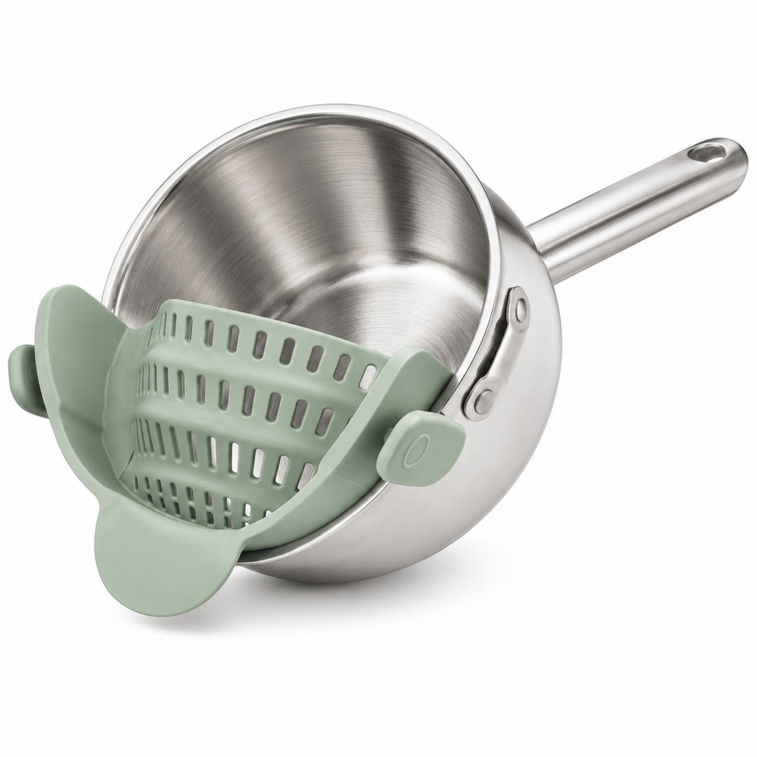 Colino Scolapasta per Pentola con Clip Verde Salvia