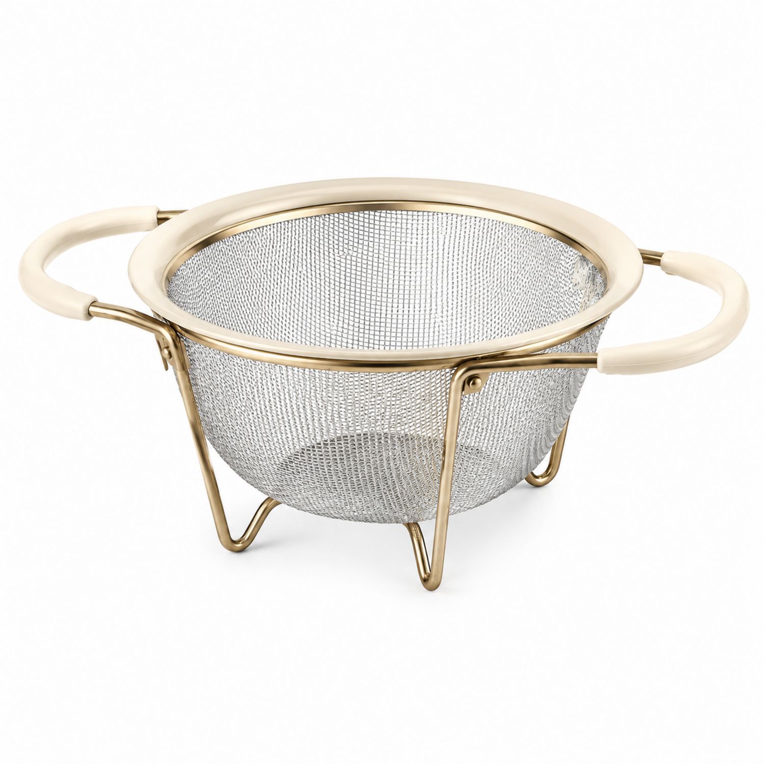 Colino in Rete Fine con Manici Ergonomici, Argento/Oro