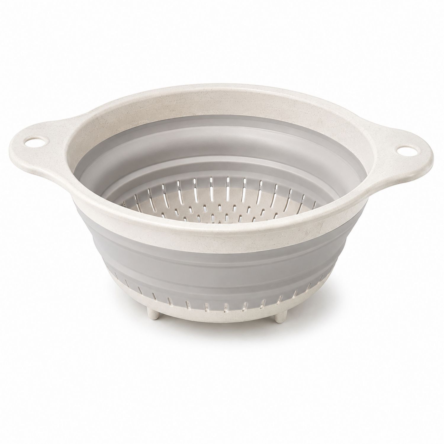 Scolapasta pieghevole grigio con manici