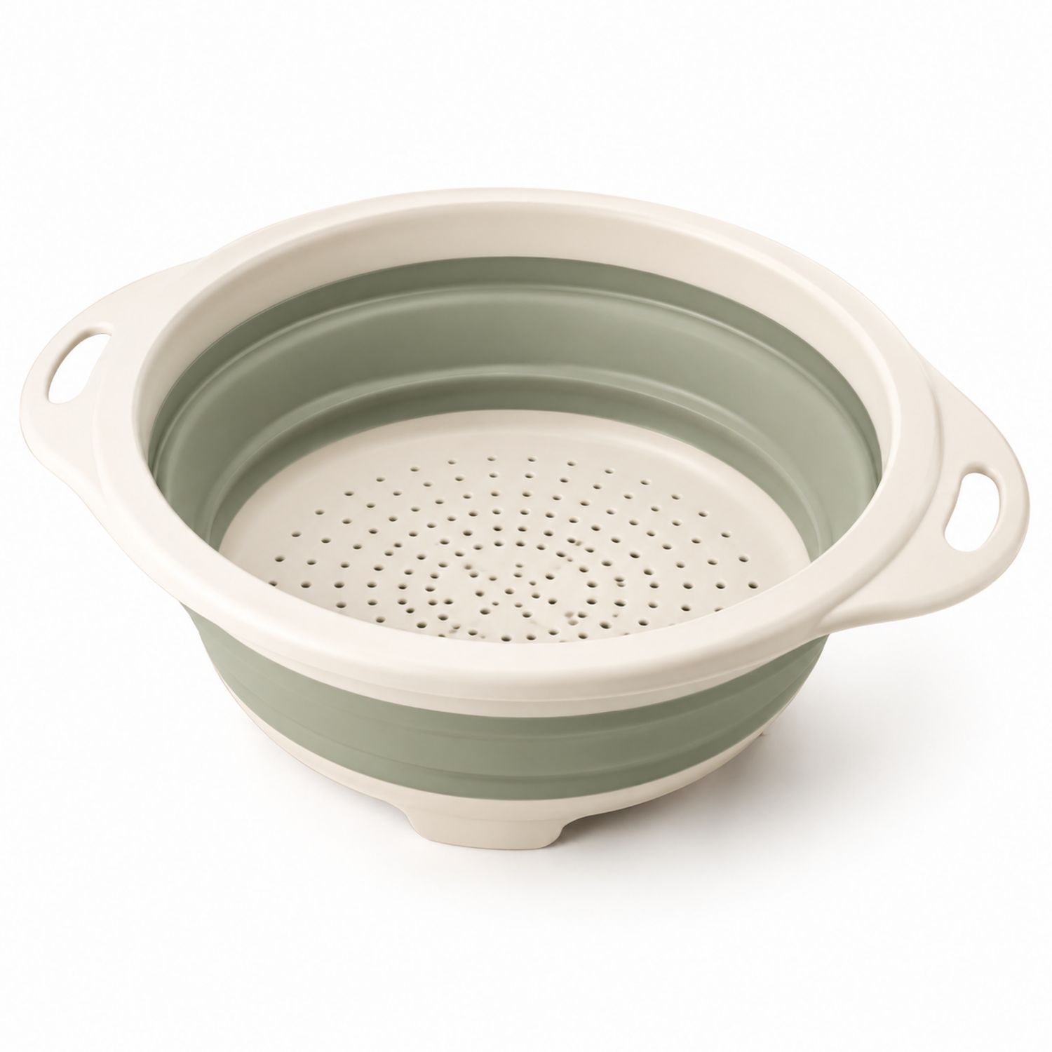 Scolapasta Pieghevole Verde e Bianco 4L con Manici