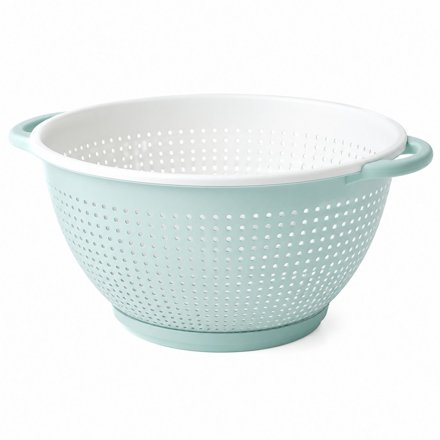 Scolapasta in Plastica Verde e Bianco con Manici Grandi