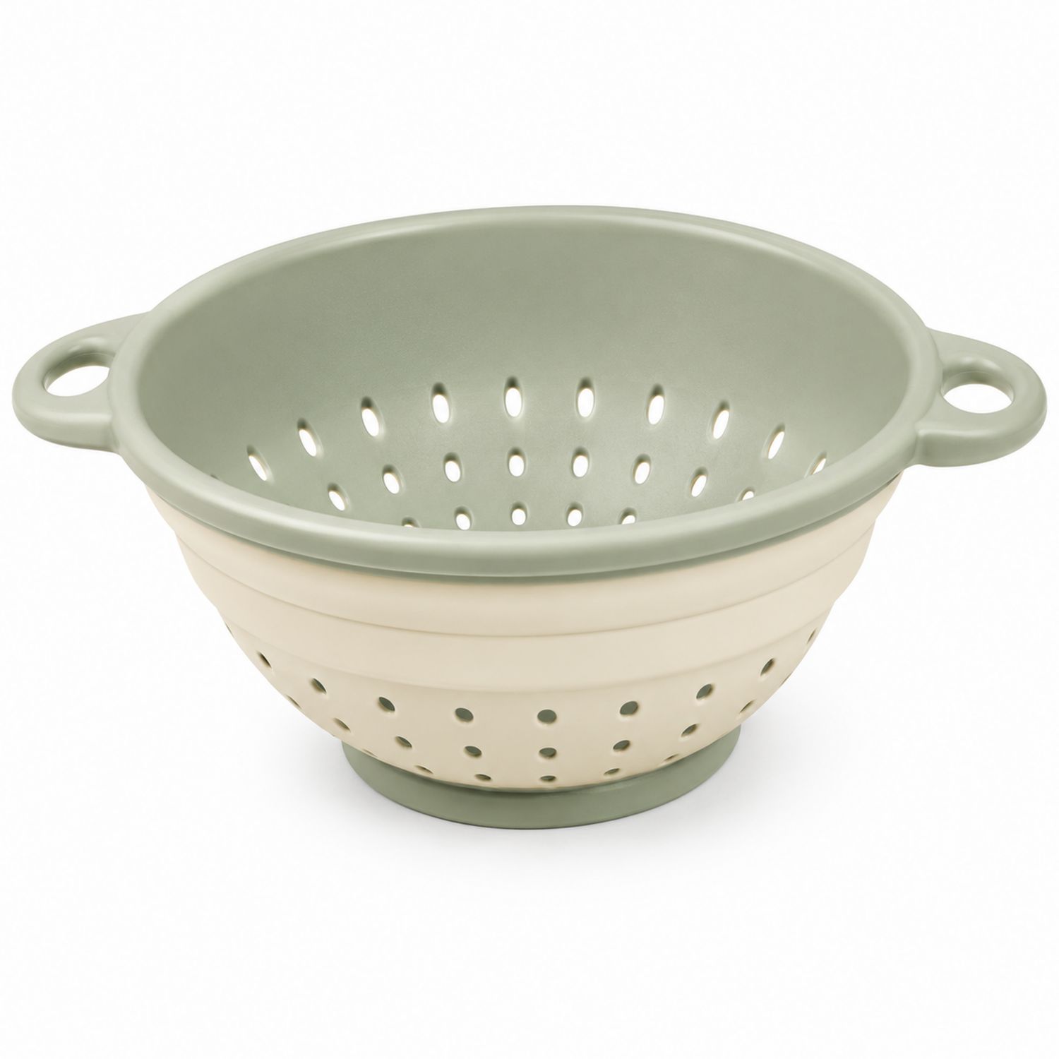 Scolapasta Pieghevole Verde e Beige con Manici Ergonomici